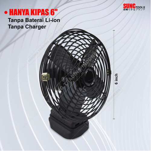 SUNC TOOLS Kipas Angin Besi 6" inch Fan Portable Baterai