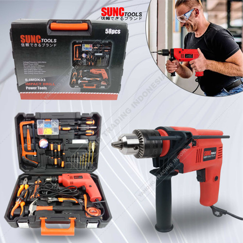 Mesin Bor Impact 13mm Impact Drill 58pcs Set 58 Pcs SUNC TOOLS