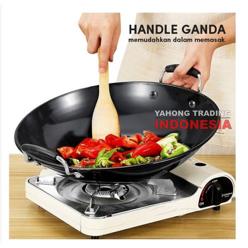 Wok Pan Wajan Penggorengan Anti Lengket Double Handle
