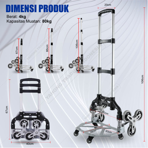 Troli Trolley Lipat Pendaki Tangga Aluminium Alloy Ringan 10 Roda