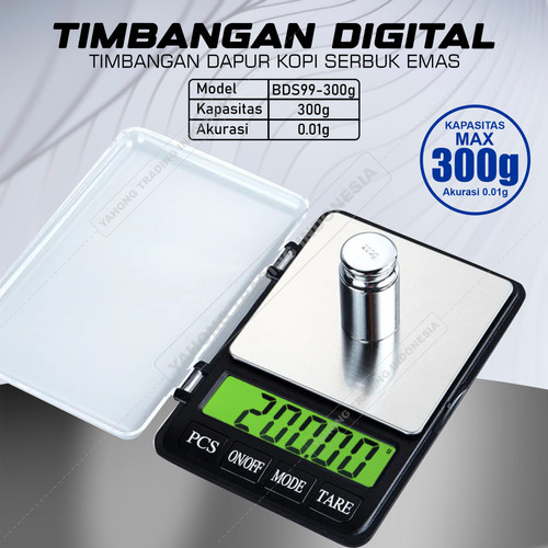 Timbangan Digital Dapur Emas Kopi Bumbu Bubuk 300g 0.01g