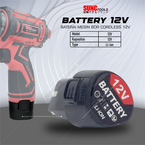 Batere Baterai Battery Mesin Bor JLD Cordless Drill 12V 12 Volt