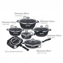 Dessini 23 Buah Set Peralatan Dapur Panci Masak Marmer Anti Lengket