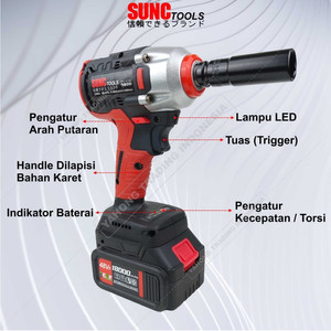 SUNC TOOLS Mesin Impact Wrench 48Vf + Chuck Bor