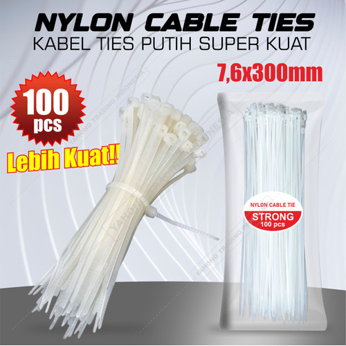 Kabel Ties / Cable Tie PUTIH 30 cm LEBAR 7.6mm Kualitas Terbaik