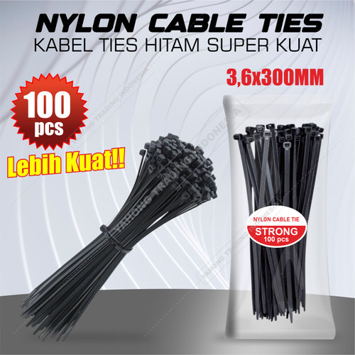 Pengikat Kabel Kabel Tis Cable Tie Kabel Ties 3.6 x 300 mm 30CM hitam
