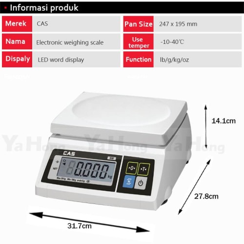 timbangan kue dapur CAS SW-1A digital weight scale 30KG*1g Korea