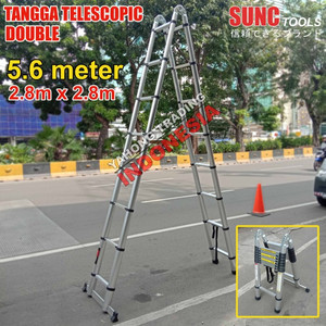 Tangga Lipat Aluminium Teleskopik Double Telescopic Ladder 5.6m
