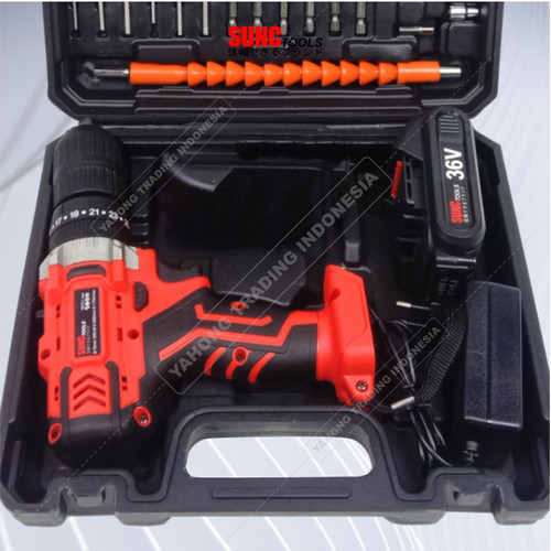 SUNC TOOLS Cordless Drill Set 36V Mesin Bor Baterai Obeng Kunci Pas