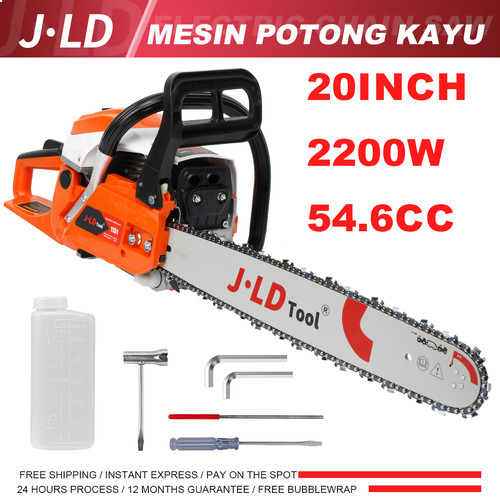 JLD 2200W Mesin Potong Kayu 20inch bar Chainsaw 54.6CC 2Tak Gergaji Potong mesin gergaji Mesin senso