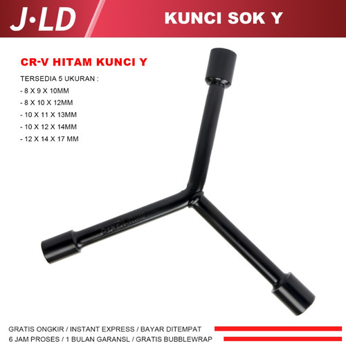 JLD Kunci Y shock 8 9 10 11 12 13 14 17MM kunci sok Y Segitiga MURAH (3 in 1) Kunci Socket CR-V