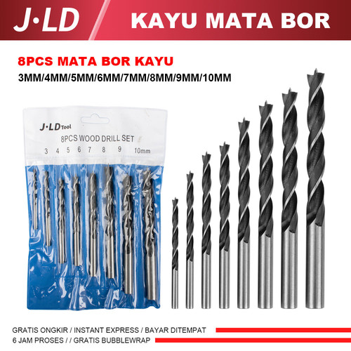 JLD Mata bor set HSS Mata Kayu Mata 5-8Pcs 3-10MM Drill set Mata Murah