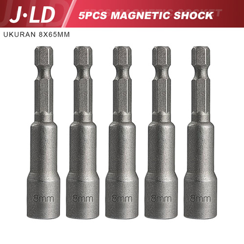 JLD 5 pcs Mata Shock 8-10MM Kunci Socket Magnetic Hex Power Nut Drill