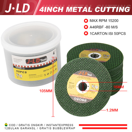 JLD 50 Pcs Mata Potong Batu Gerinda Besi 4 inch  Gerinda Cutting Wheel