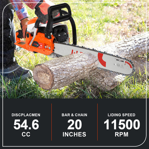 JLD 2200W Mesin Potong Kayu 20inch bar Chainsaw 54.6CC 2Tak Gergaji Potong mesin gergaji Mesin senso