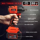 JLD Mesin bor+Impact Wrench Brushless 88VF Impact baterai torsi besar