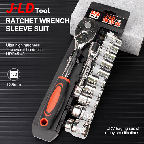 JLD kunci shock set 12 Pcs kunci Socket 4-24mm Motor Lengkap Socket