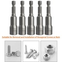 JLD 5 pcs Mata Shock 8-10MM Kunci Socket Magnetic Hex Power Nut Drill