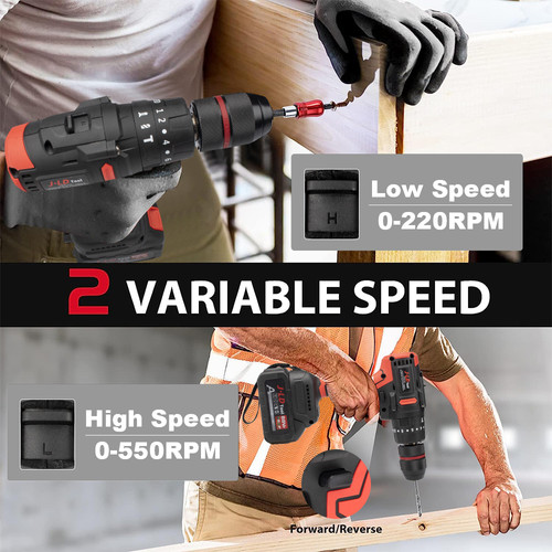 JLD Mesin bor Cordless Drill 2 Baterai 88V Brushless Impact bor 3 Mode