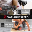 JLD Mesin bor Cordless Drill 2 Baterai 88V Brushless Impact bor 3 Mode
