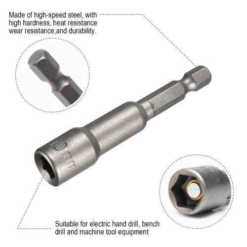 JLD 5 pcs Mata Shock 8-10MM Kunci Socket Magnetic Hex Power Nut Drill