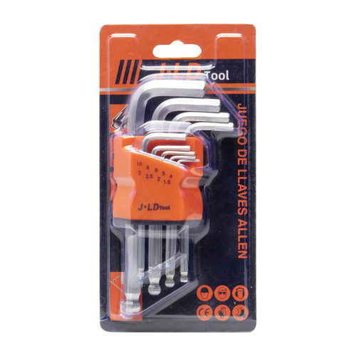 JLD 9 Pcs Kunci L Set Kombinasi Ball/Hex Key 1.5 - 10 mm kunci set