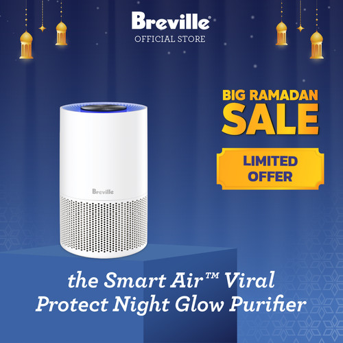 Breville the Smart Air Viral Protect Night Glow Purifier - Penyaring Pembersih Penjernih Udara Hemat Energi Kontrol Wifi Aromaterapi Lampu Tidur