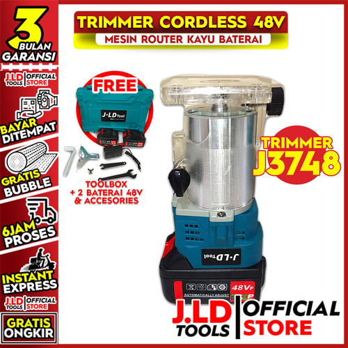 Mesin Trimmer Cordless 48volt - Mesin Router Kayu - Mesin Profil JLD