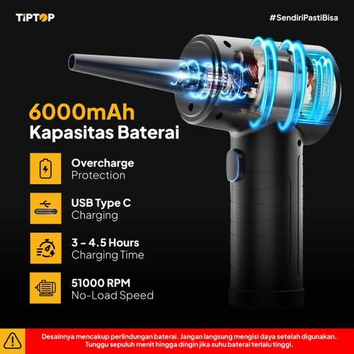 TIP TOP Cordless Air Duster Blower / Pembersih Debu Komputer PC Laptop BAD-120
