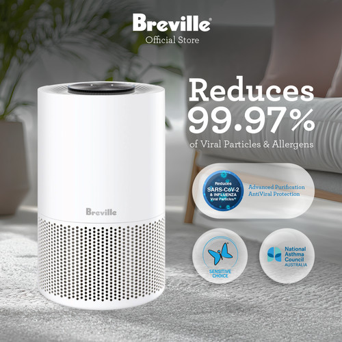 Breville the Smart Air Viral Protect Night Glow Purifier - Penyaring Pembersih Penjernih Udara Hemat Energi Kontrol Wifi Aromaterapi Lampu Tidur