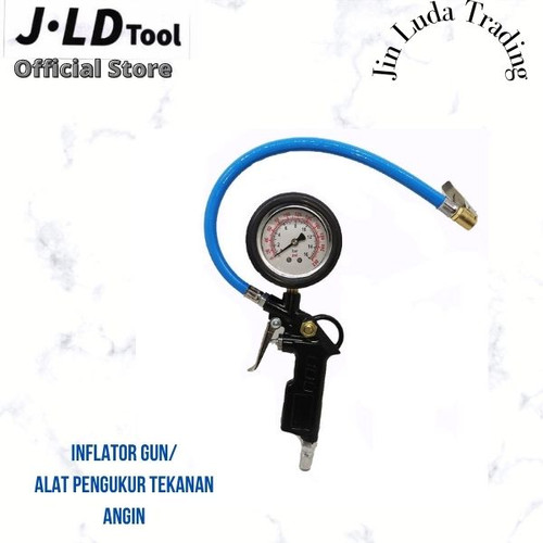 JLD Inflator Gun dengan Oli - Alat Pengukur Tekanan Angin Ban 12S