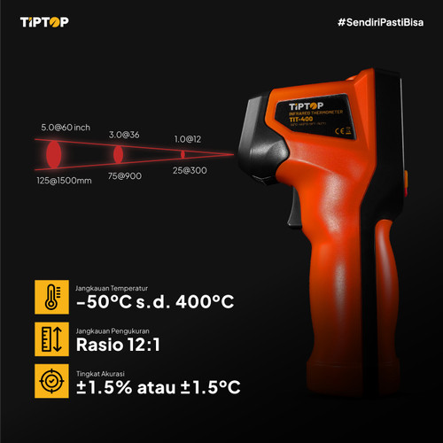 TIP TOP TIT-400 Infrared Thermometer / Thermometer Infrared Digital Non Contact / Digital Infrared Thermometer / Laser Termo Gun / Termometer Tembak Alat Ukur Pengukur Suhu