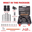 Cordless Drill Mesin Bor JLD 12V Cas 2 Baterai 29pcs Tool Kits Hitam