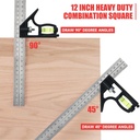 JLD 300MM Penggaris Siku Spirit Level Waterpass Combination Square Ruler Siku Tukang Penggaris