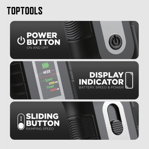 TOP TOOLS Cordless Air Duster Blower BAD-W06 / TIP TOP Pembersih Debu with LED Screen