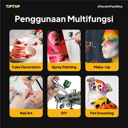 TIP TOP Air Brush Dual Action Mini Compressor / Mini Kompresor Air brush Serbaguna Tatoo Makeup Kue / CAB-001 (Hitam) & CAB-002 (Hijau)