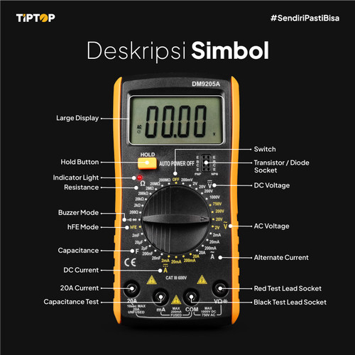TIP TOP Digital Multi Tester / Multi Meter / Avometer AC DC BMD-9205A