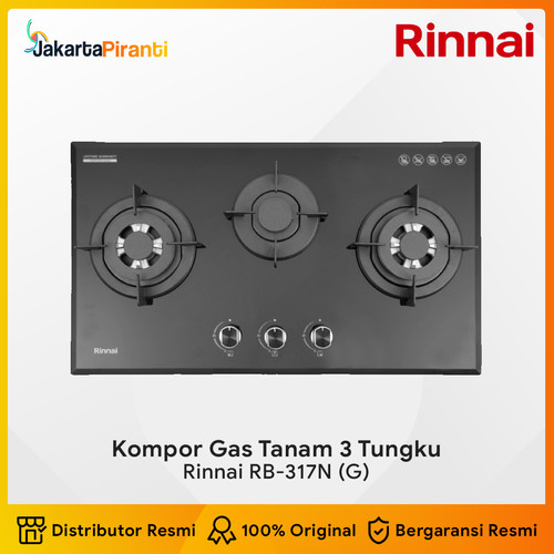 Built-in Gas Hob Kompor Gas Tanam 3 Tungku Rinnai RB-317N (G)