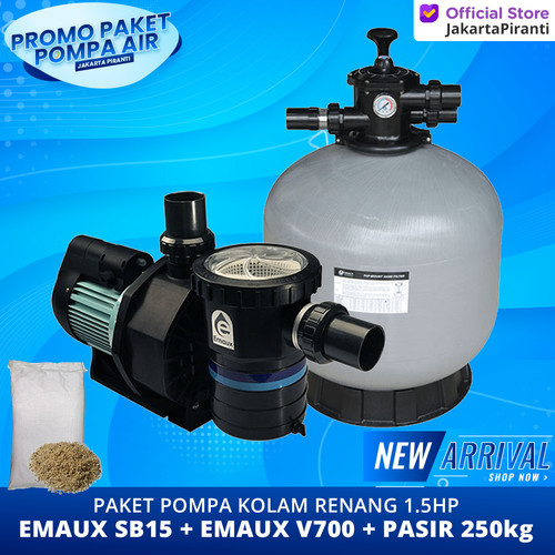Paket Mesin Pompa Kolam Renang Sand Filter 1.5HP Emaux SB15 + V700