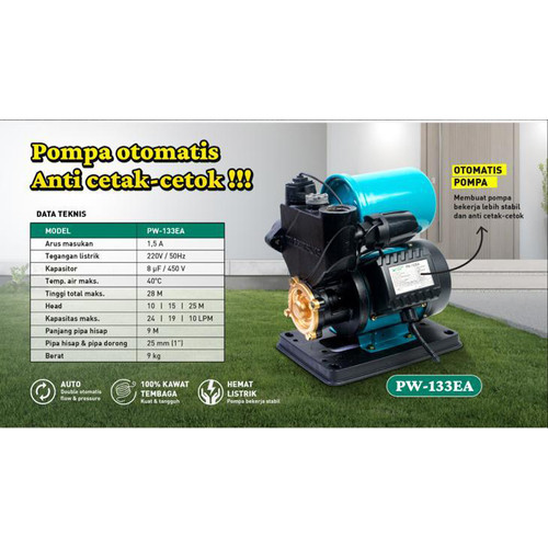 Mesin Pompa Air Pendorong Booster Pump Wasser PW-133 EA