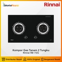 Rinnai Kompor Gas Built-in Tanam 2 Tungku Rinnai RB-72G Glass