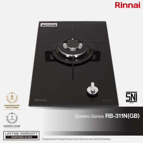 Rinnai Kompor Gas Hob Tanam 1 Tungku Rinnai RB-311N (GB) Glass