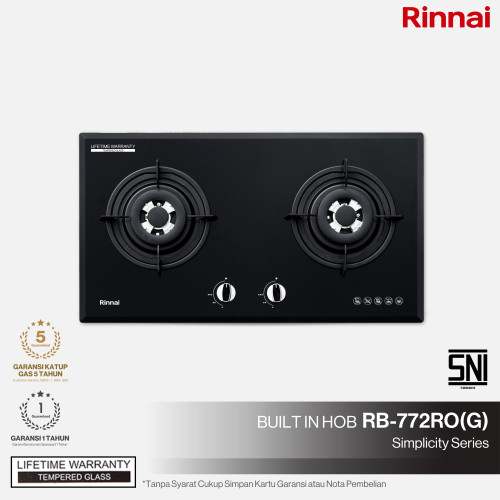 Built-in Gas Hob Kompor Gas Rinnai Tanam 2 Tungku RB-772 RO (G)