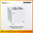 Sliding Curved Glass Chest Freezer Modena MC 0260 W 256 liter 2 Pintu