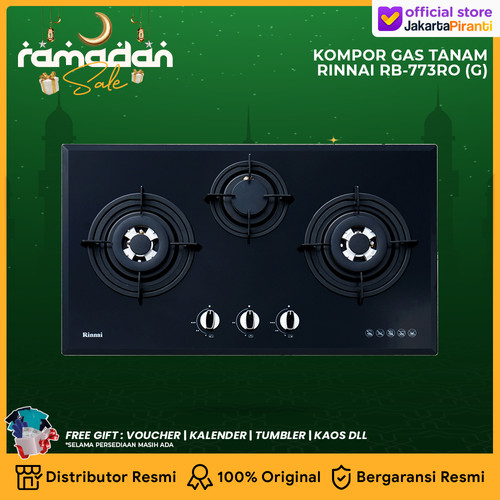 Built-in Gas Hob Kompor Gas Tanam 3 Tungku Rinnai RB-773 RO (G)