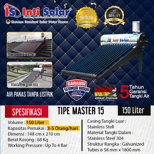 INTI SOLAR THE MASTER 150ltr PEMANAS AIR SURYA IntiSolar Water Heater