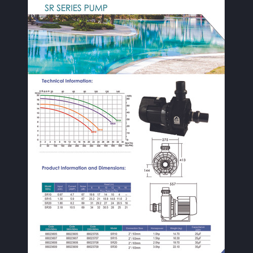 Mesin Pompa Air Kolam Renang 3 HP Emaux SR30 SR 30 Swimming Pool Pump