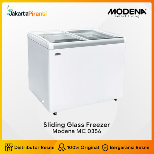 Sliding Glass Chest Freezer Flat Modena MC 0356 - 336 Liter 2 Pintu