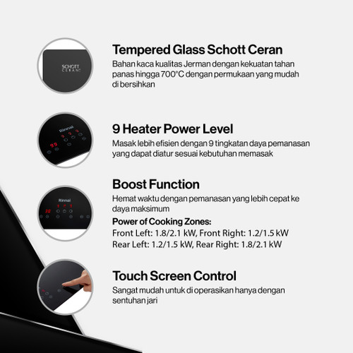 Built-in Induction Hob Kompor Tanam Induksi Rinnai RB-6024H-CB