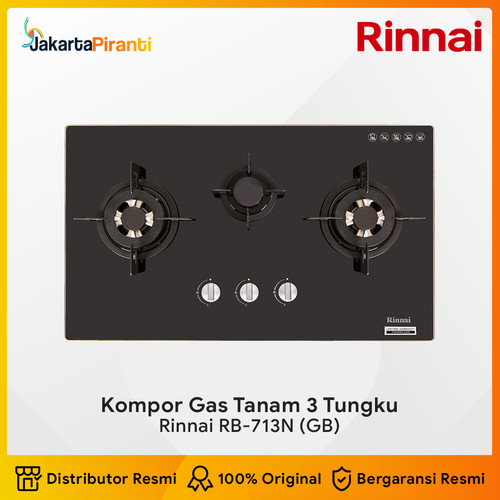 Built-in Gas Hob Kompor Gas Tanam 3 Tungku Rinnai RB-713N (GB)